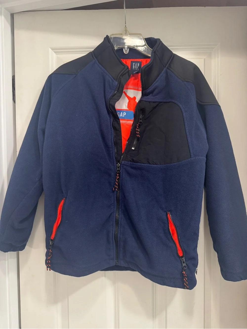 GAP Navy Fleece Jacket with Orange Accents; Colorblock Utility Snowboard icon